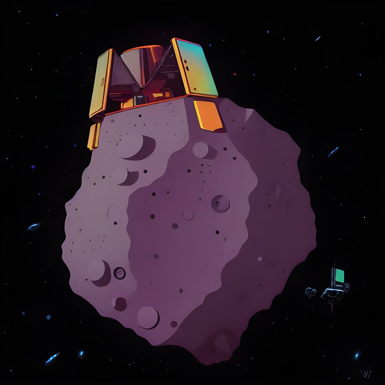 Remote Asteroid Mining Operation: Hyper-Realistic Sci-Fi Art