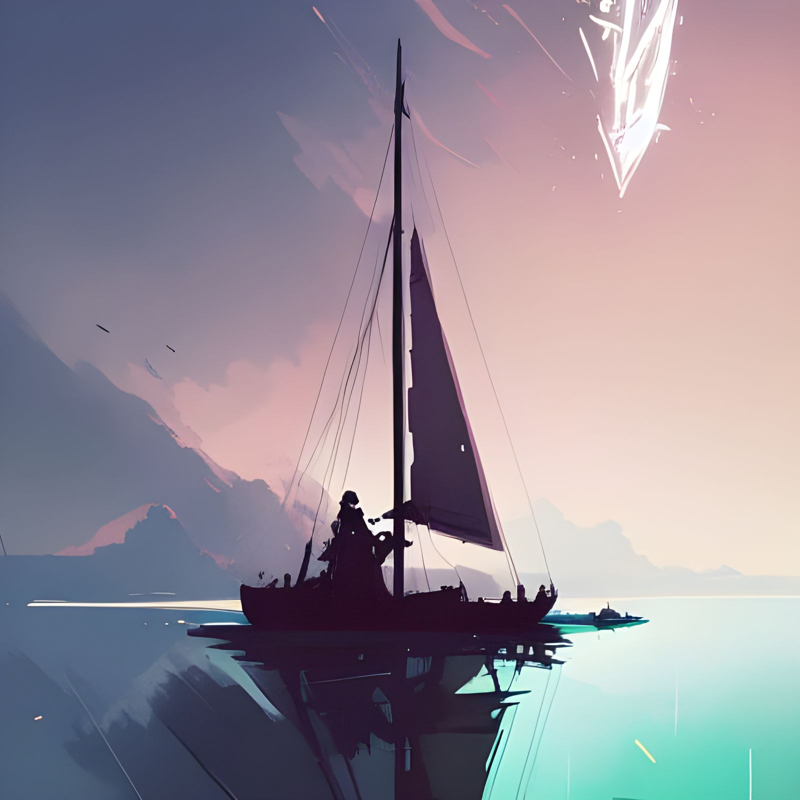 Majestic Sailboat in Pop Art Style