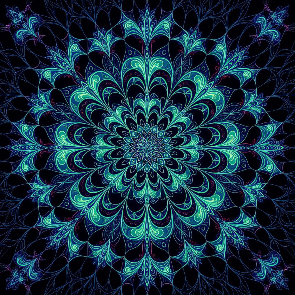 Vibrant Fractal Kaleidoscope in Psychedelic Art Style