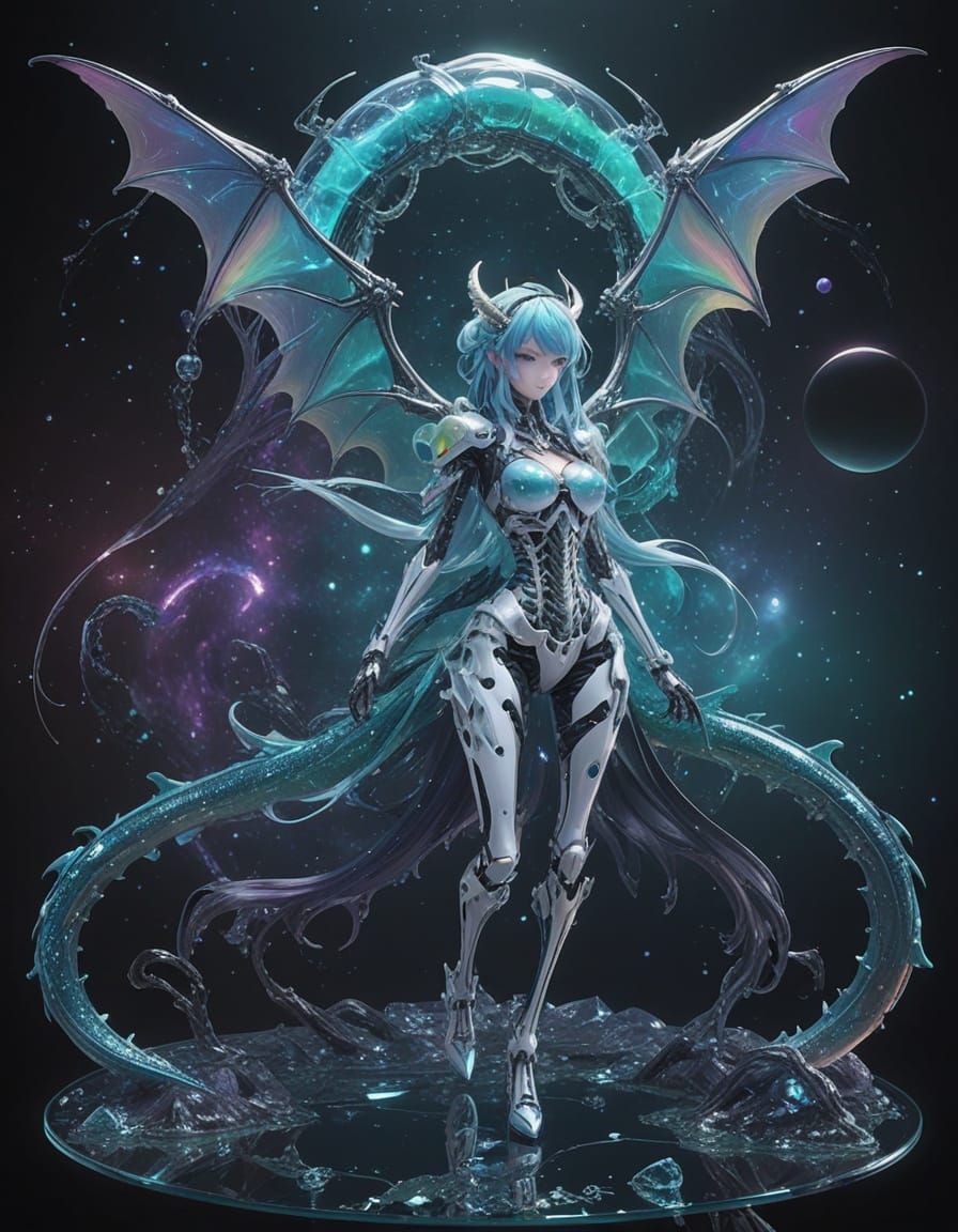 Dragon Goddess of Wonder in Vibrant Cosmic Realm