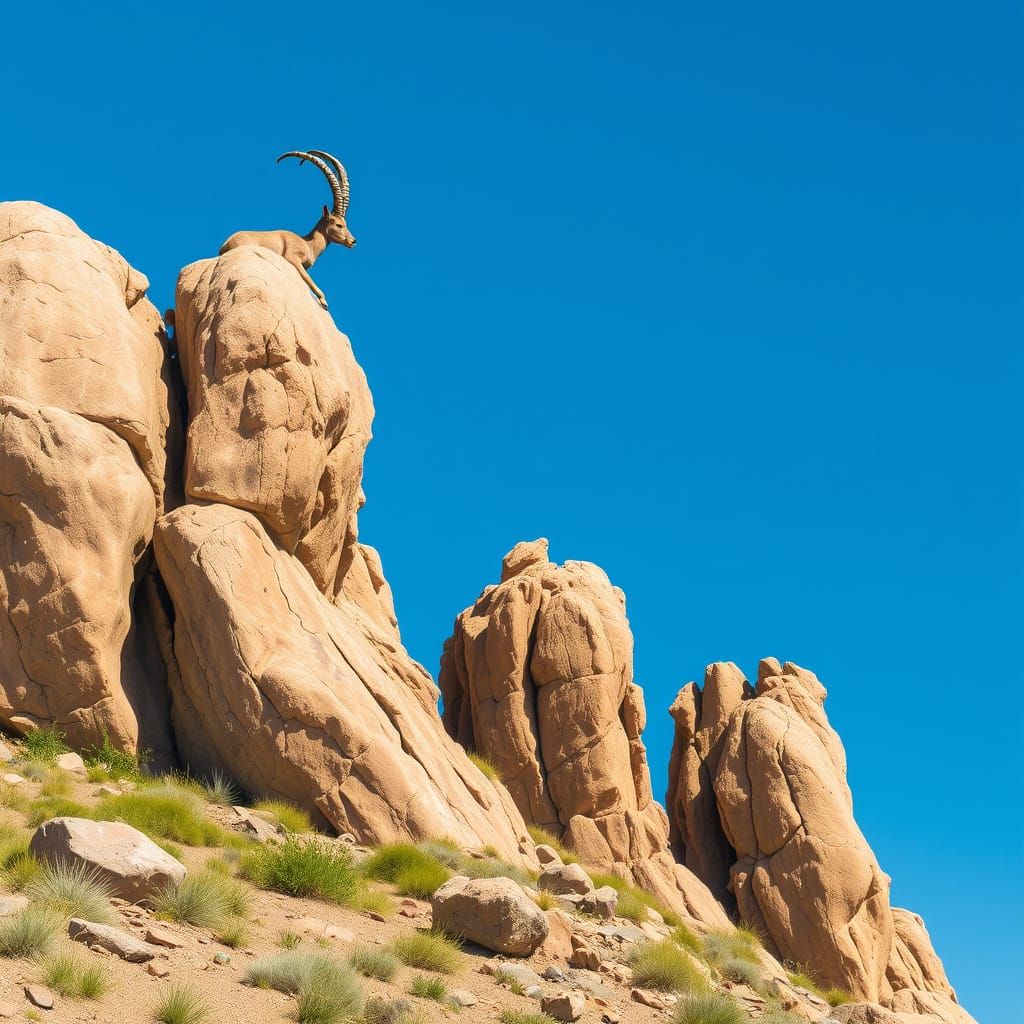 Ibex Masterfully Climbing Rocks