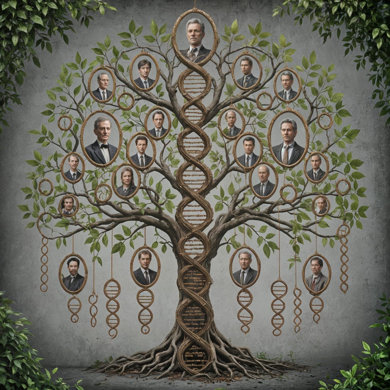 Realistic DNA Tree: Detailed Digital Matte Painting