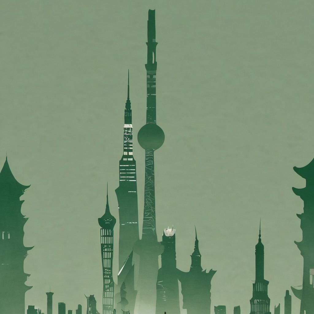 Minimalist Collage of Beijing and Shanghai Landmarks