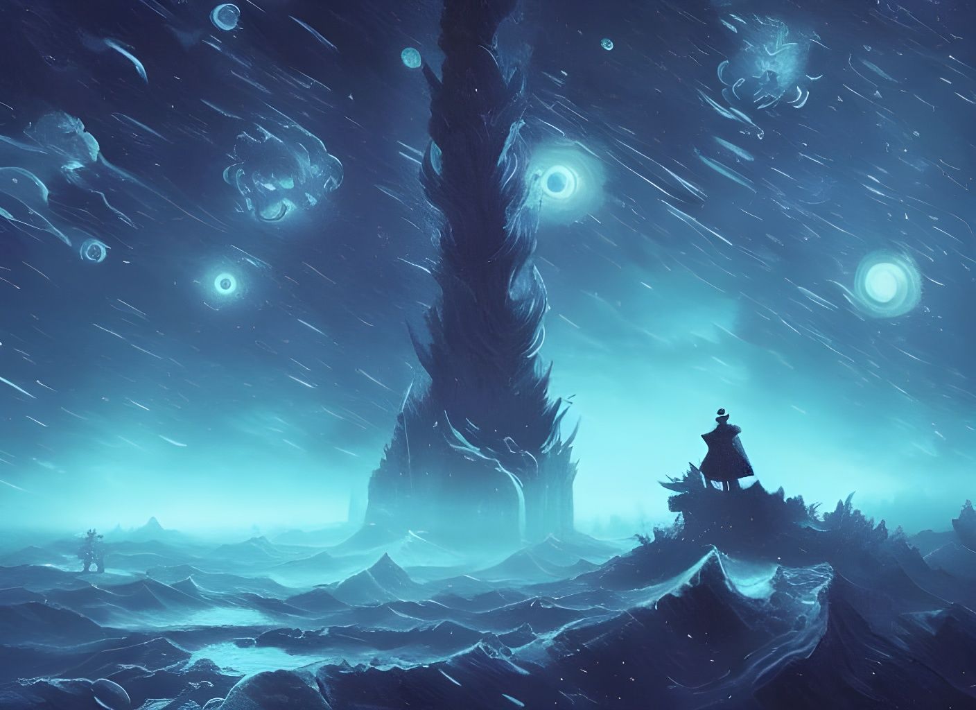 Terrifying Cosmic Freeze in Digital Art Style