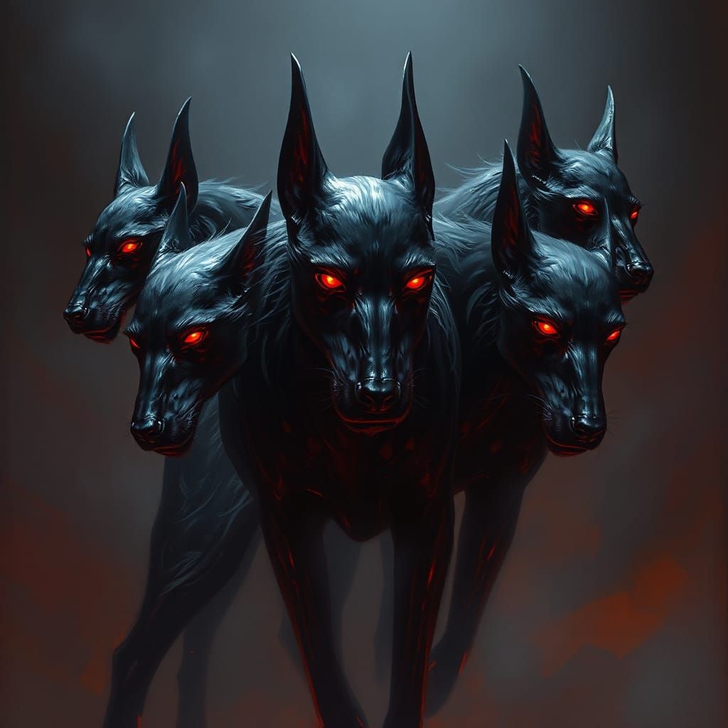 Spectral Hounds of the Underworld: a Dark Fantasy Vision