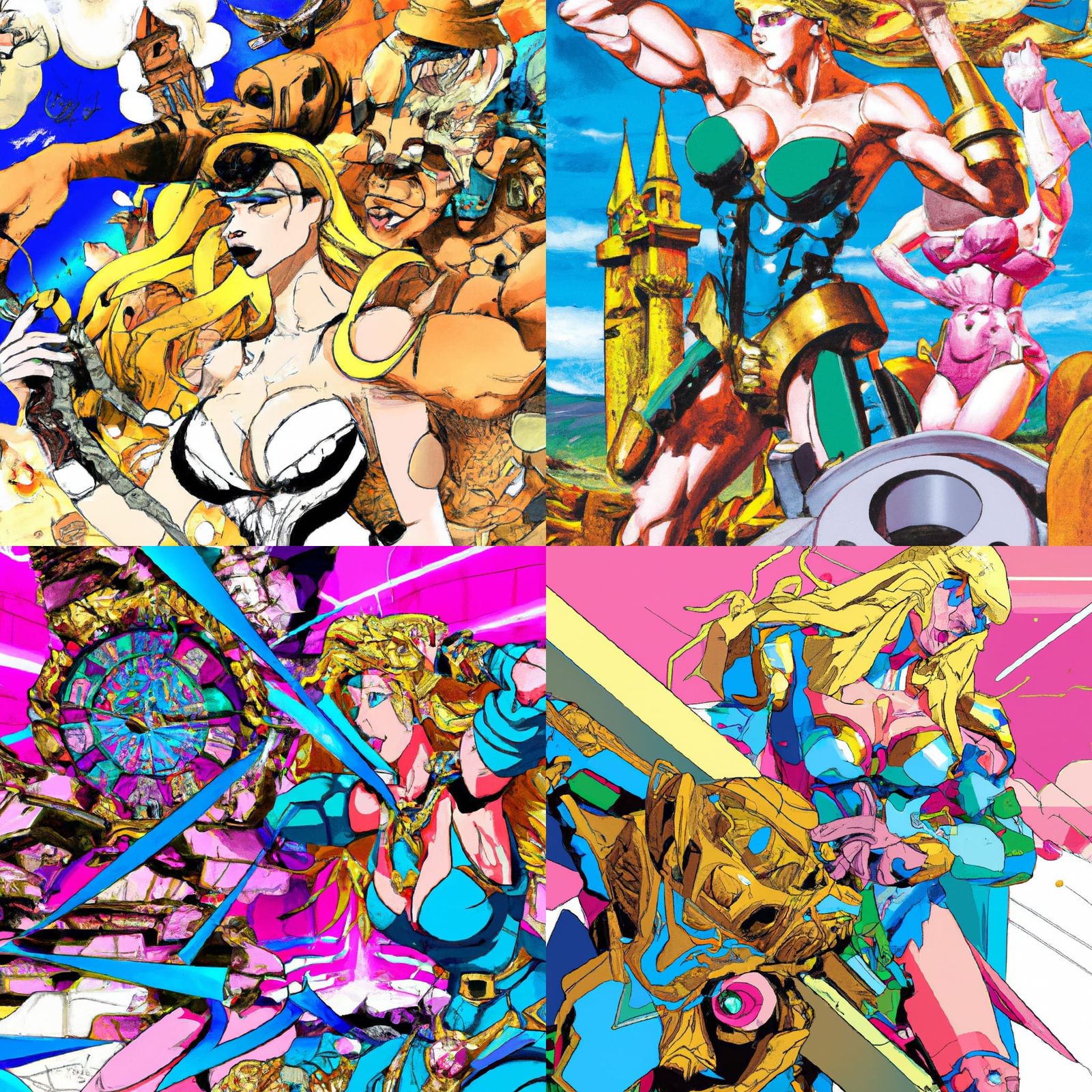 Madonna as Anime Muscle Woman in Vaporwave Style