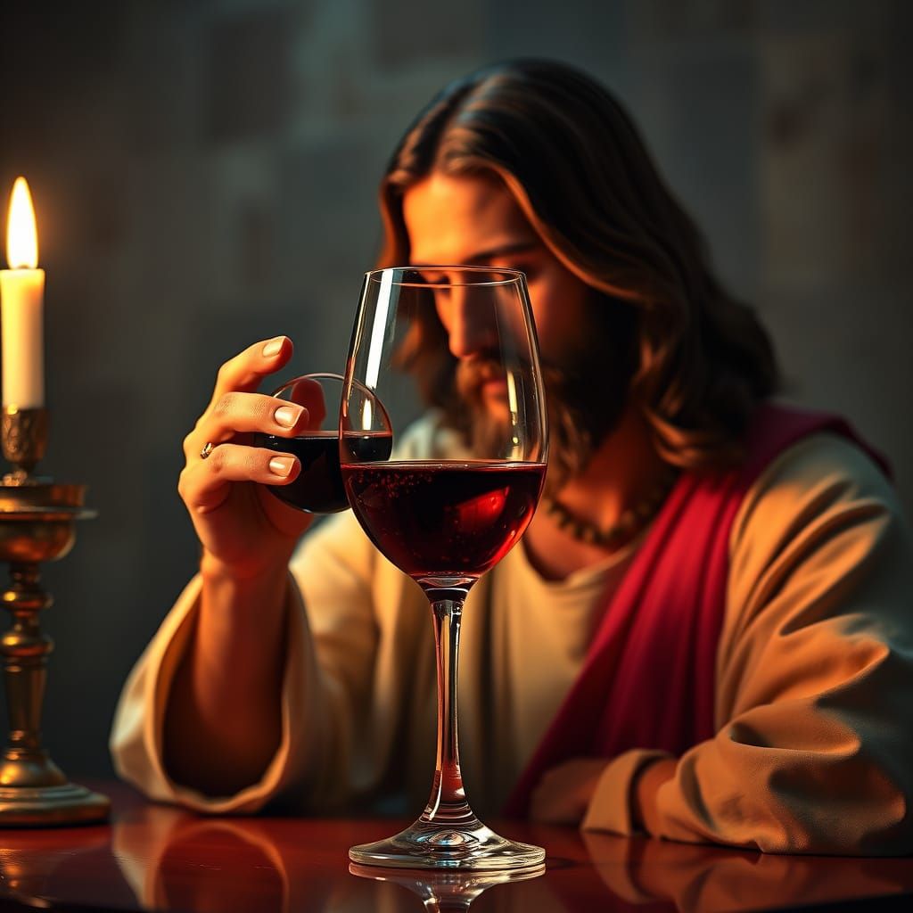 Jesus Contemplates Wine: Esoteric Photo in 16k
