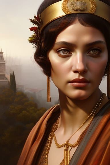 Roman Beauty Selfie in Hyperrealistic Style