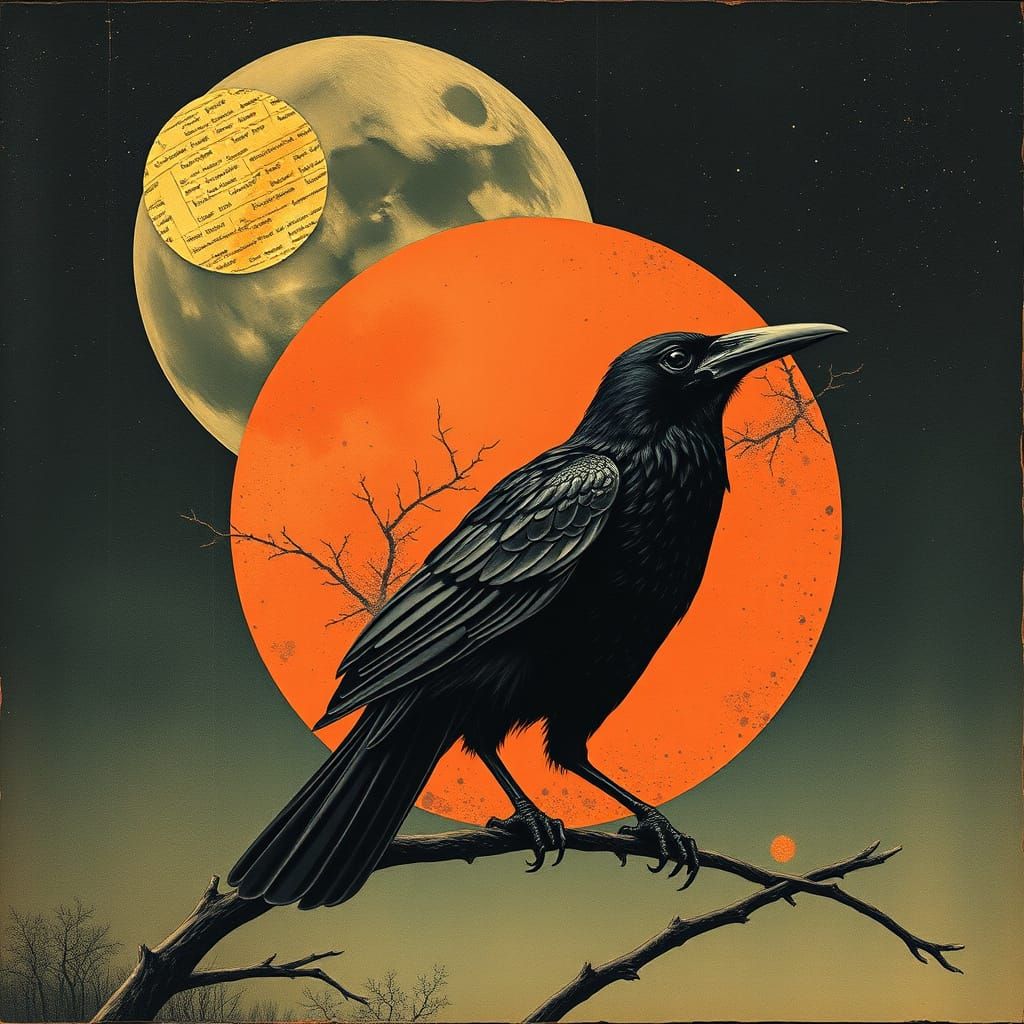 Crow in Midnight Punk Aesthetic