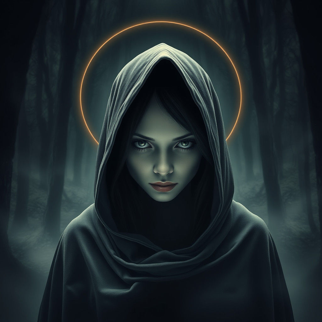 Enigmatic Woman in Forest, Surreal Art