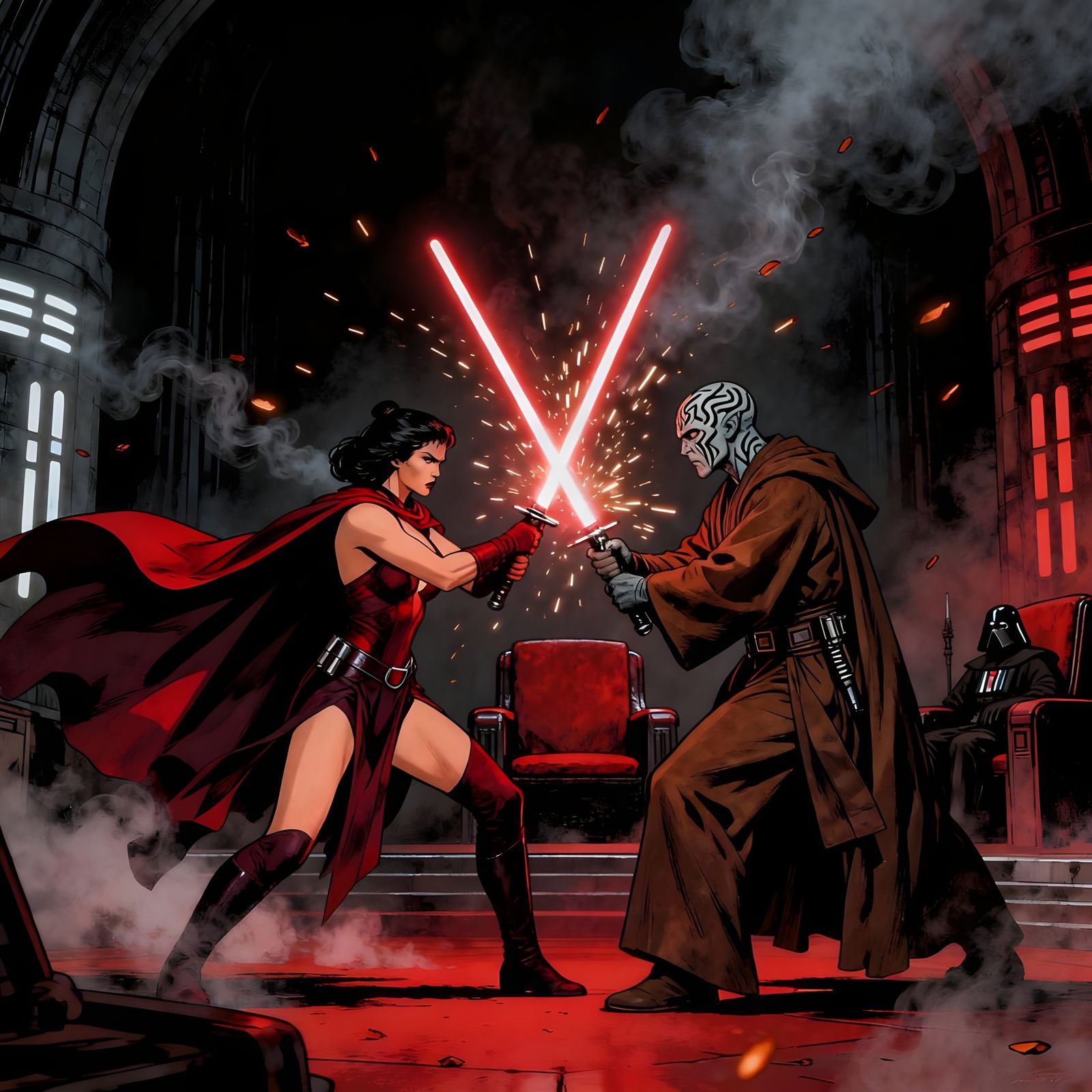 Sith Duel in Moody Temple Throne Room