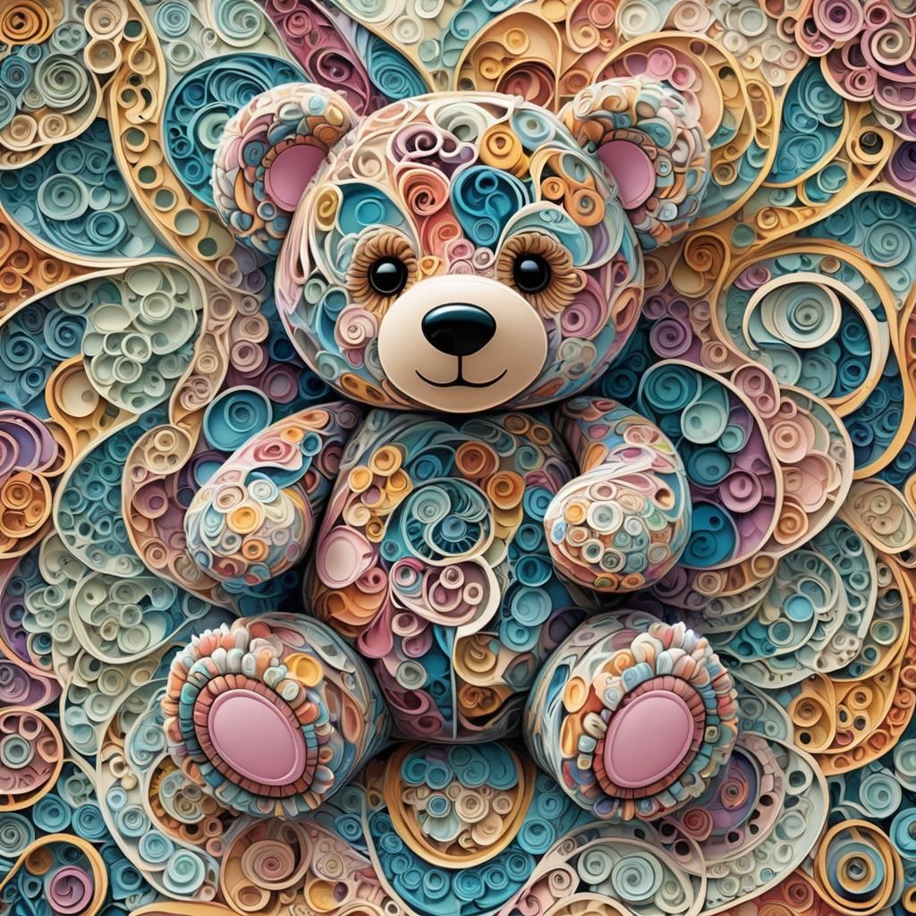 Abstract Fractal Art of Teddy Bear on Rug