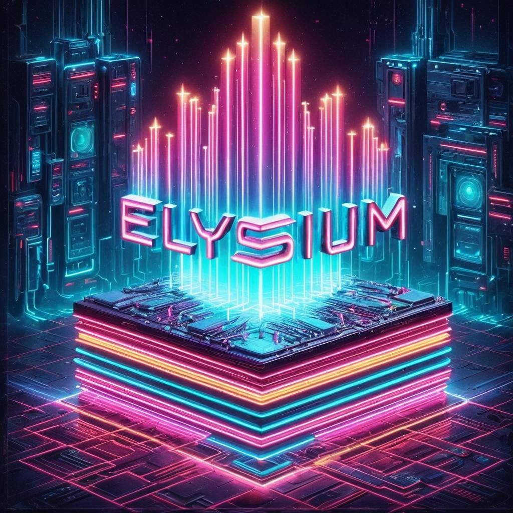 Glowing Neon 'Elysium' in Cyberpunk Style