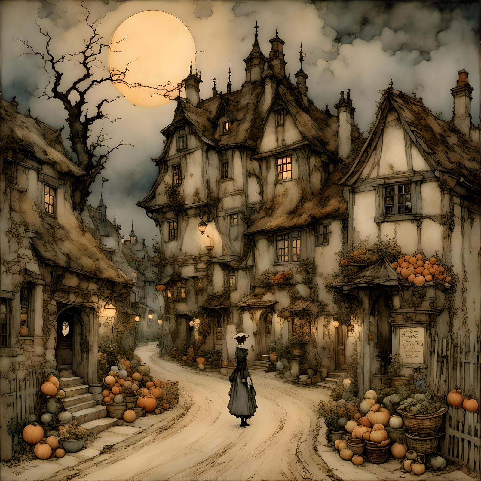 Village, harvest moon <lora:RackhamBurton1:1.0>