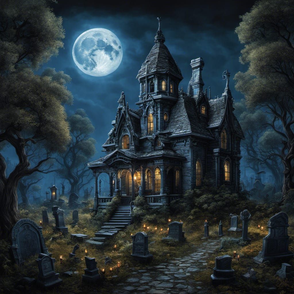 Gothic Haunted House in Tim Burton Style