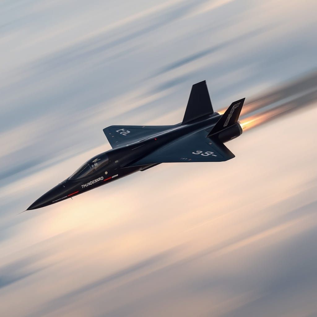 Sleek Stealth Jet Soars Through the Skies in Midnight Blue