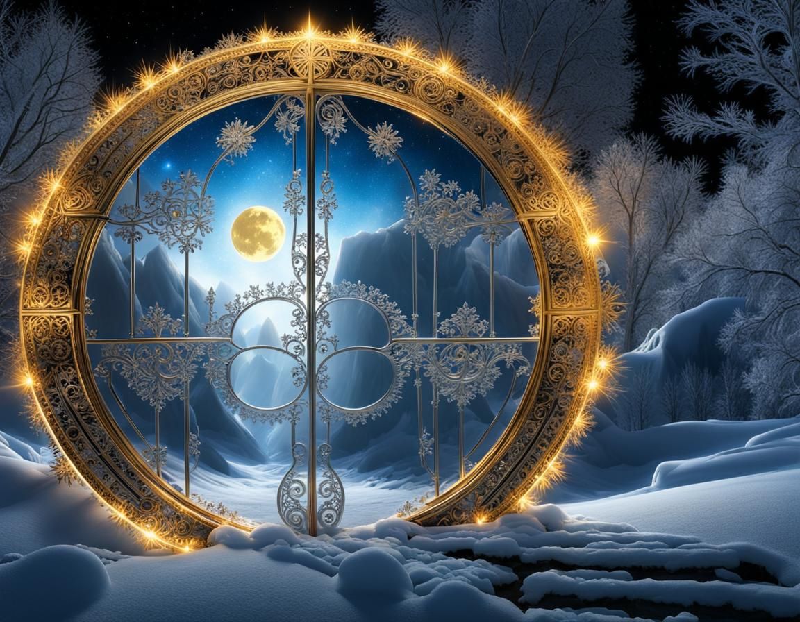 Icy Stargate in a Frozen Winter Landscape