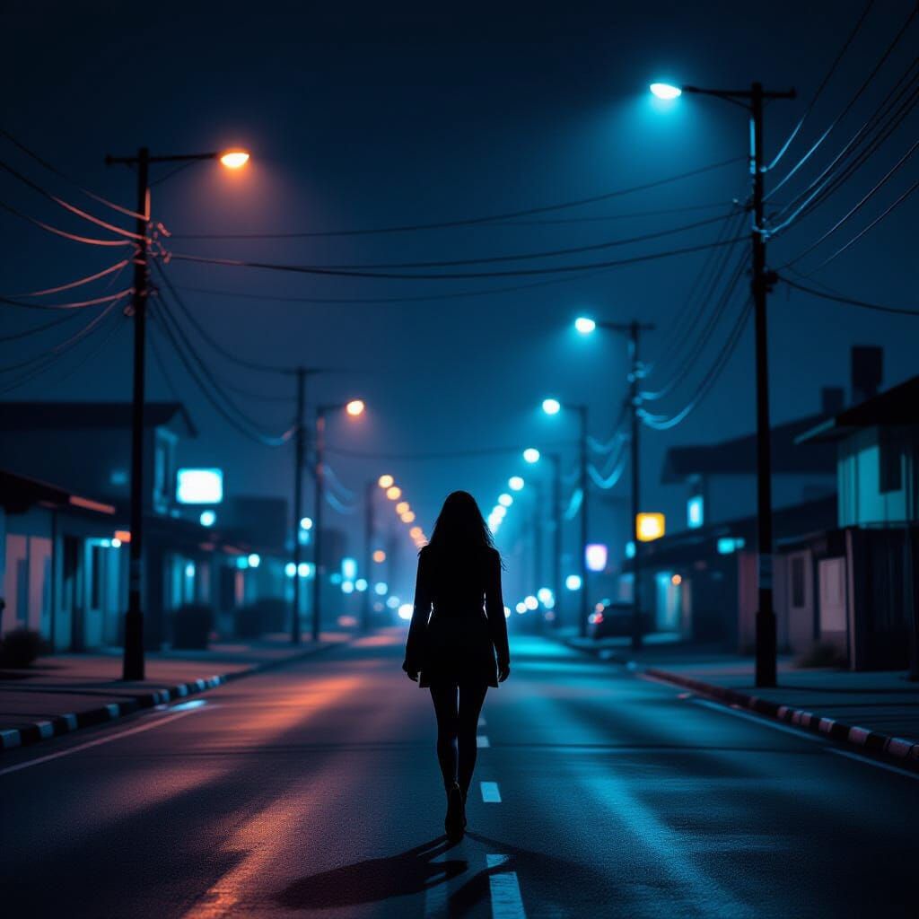 Nighttime Lagos Street Scene in Cyberpunk Style