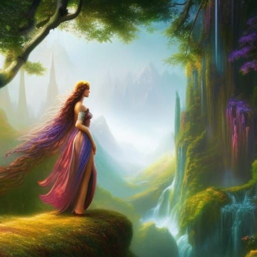 Enchanted Fairy Princess in Fantasy Garden