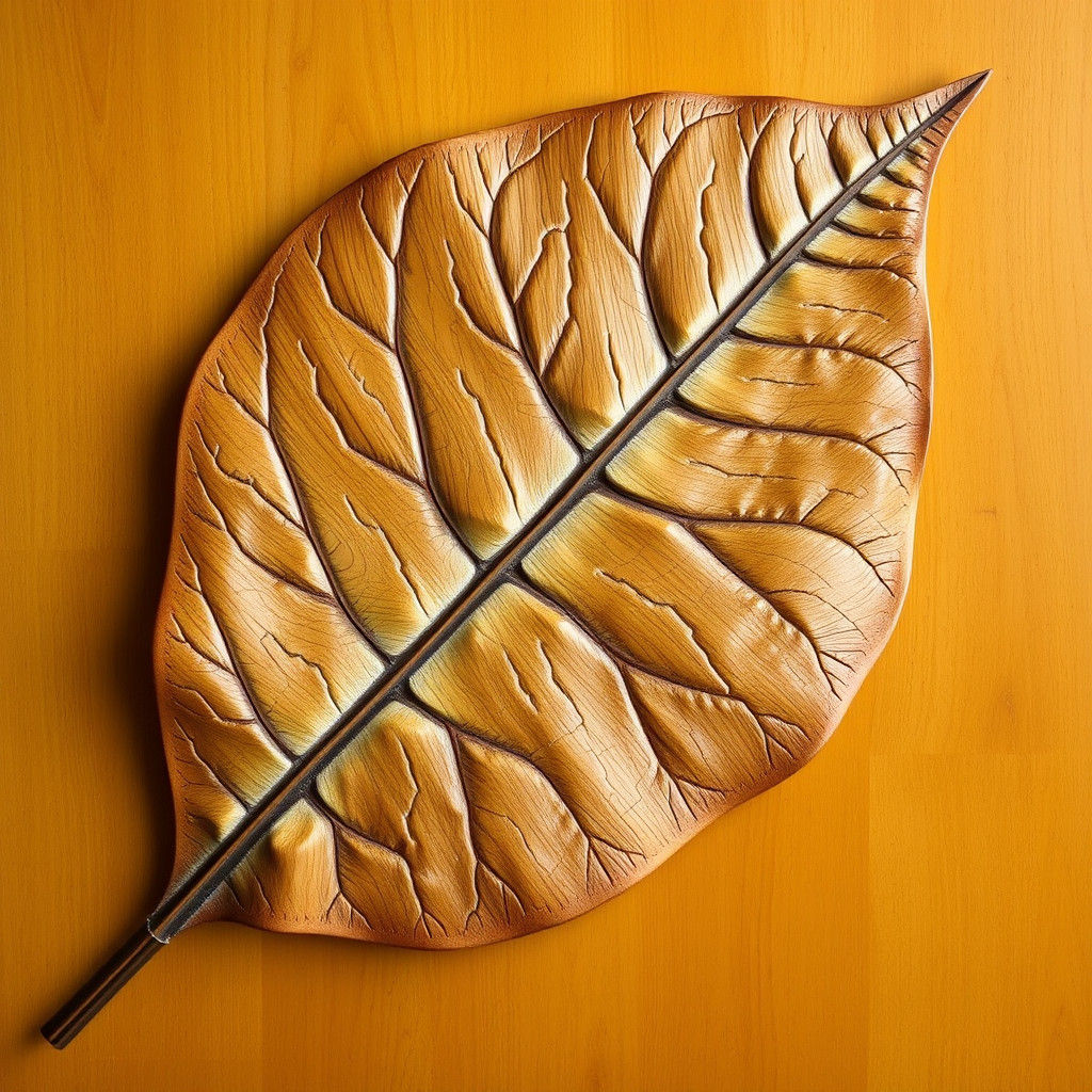 Detailed Wood Carving of Savannah Leaf Inlay