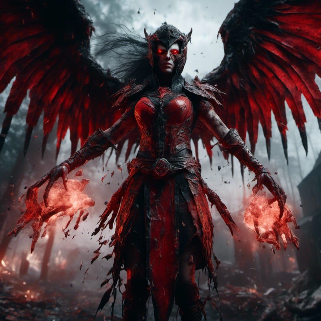 Mortal Kombat Nitara with Red and Black Wings