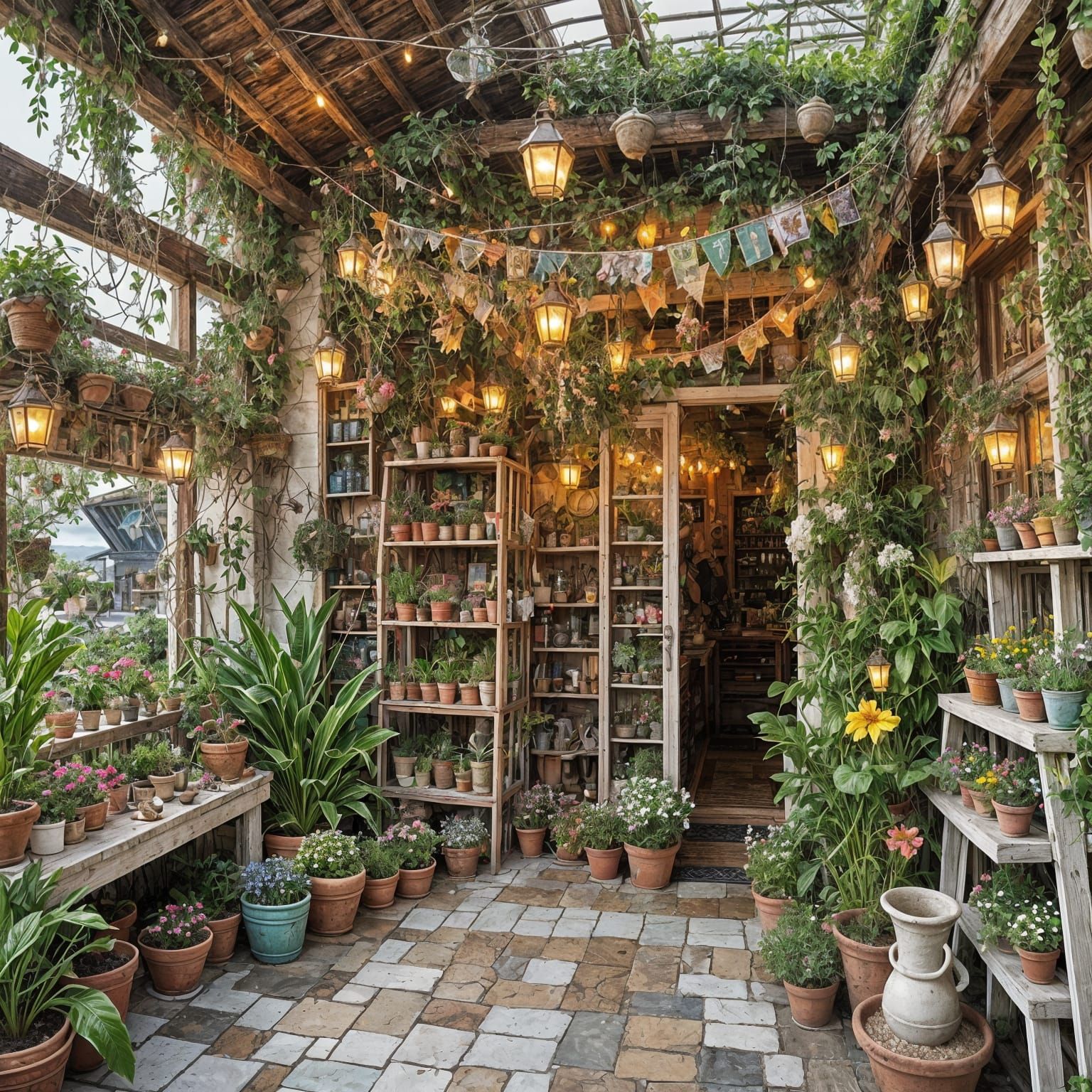 Whimsical Beachside Floral Paradise at Sunset