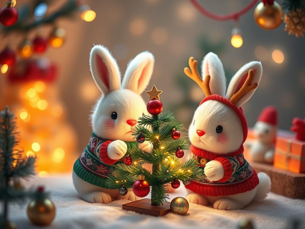 Chibi Rabbits Celebrate Festive Christmas
