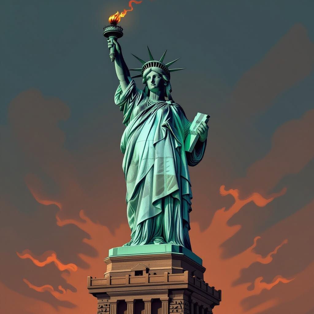 Trump as Liberty in Rockwell-esque Style