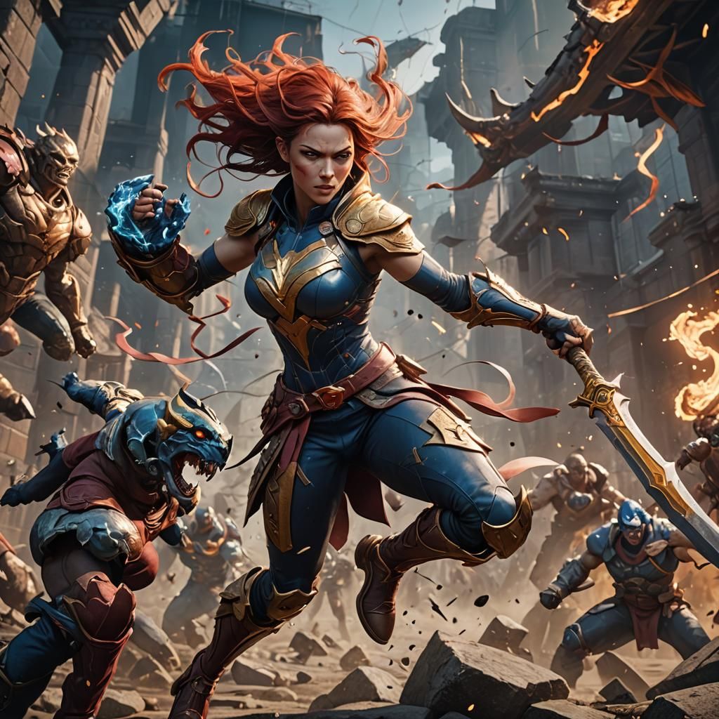 Invincible Fight Girl: Detailed Matte Painting