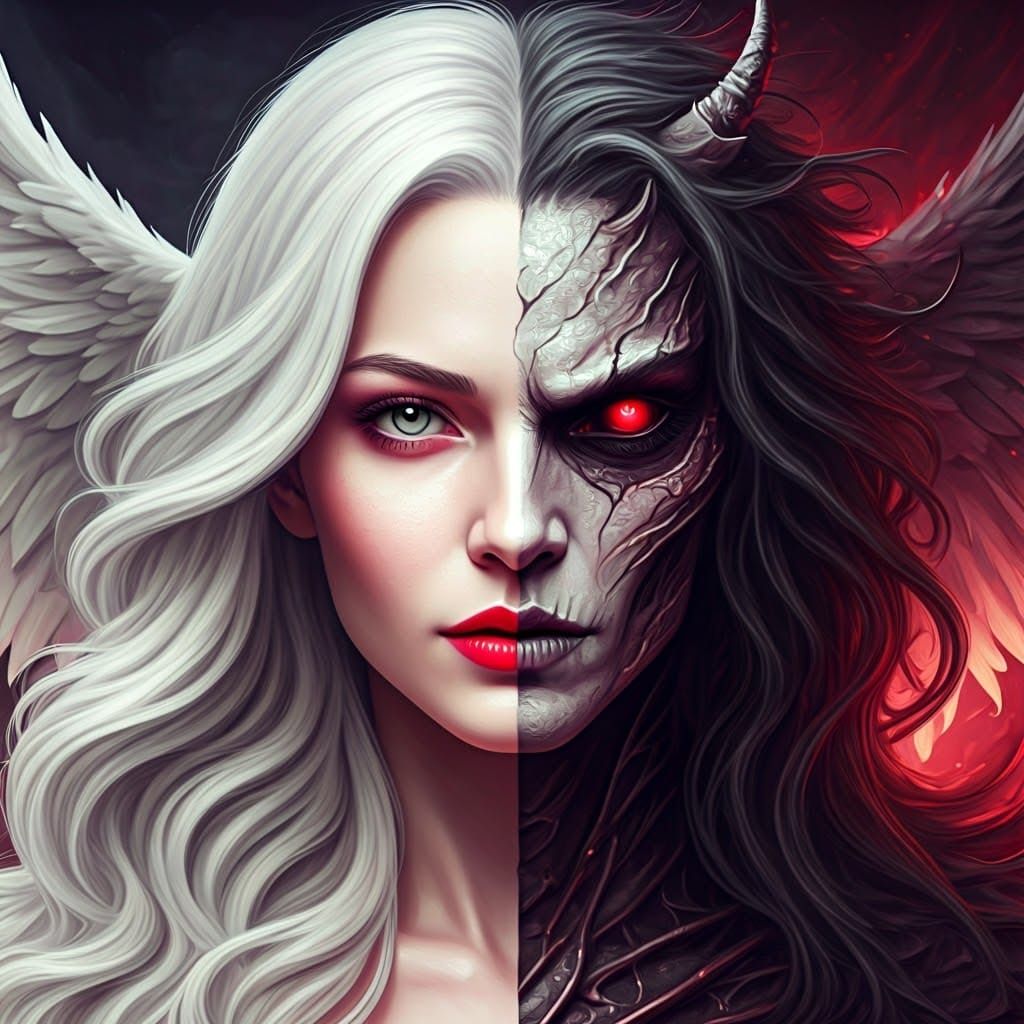 Angelic Beauty and Demonic Creature in Dark Fantasy