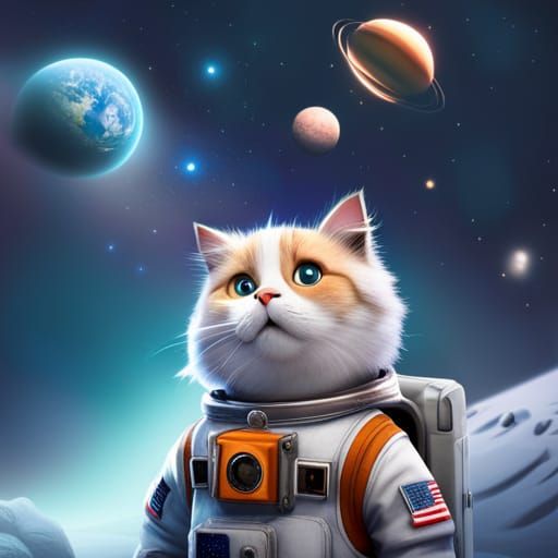 Astronaut Cat in Space: 3D Digital Art