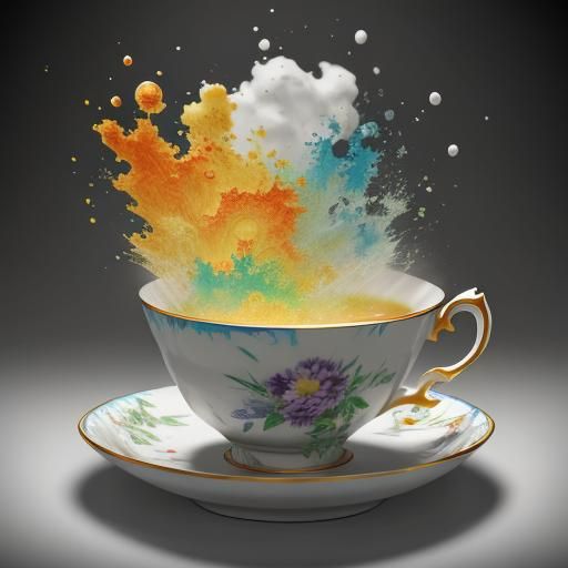 Storm in Teacup: Hyperrealistic Splash Art