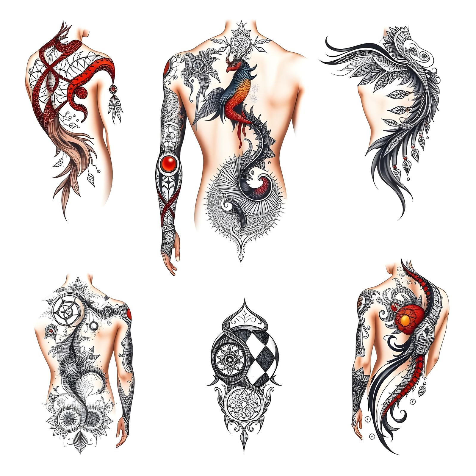 Tribal Body Tattoo Sheet with Vector Fractal Elements