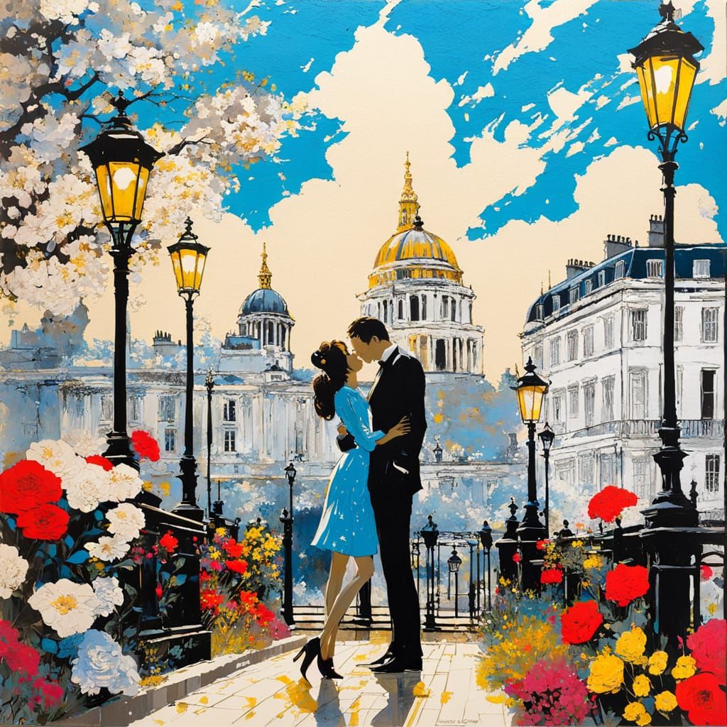 Romantic London Evening in Vibrant Colors