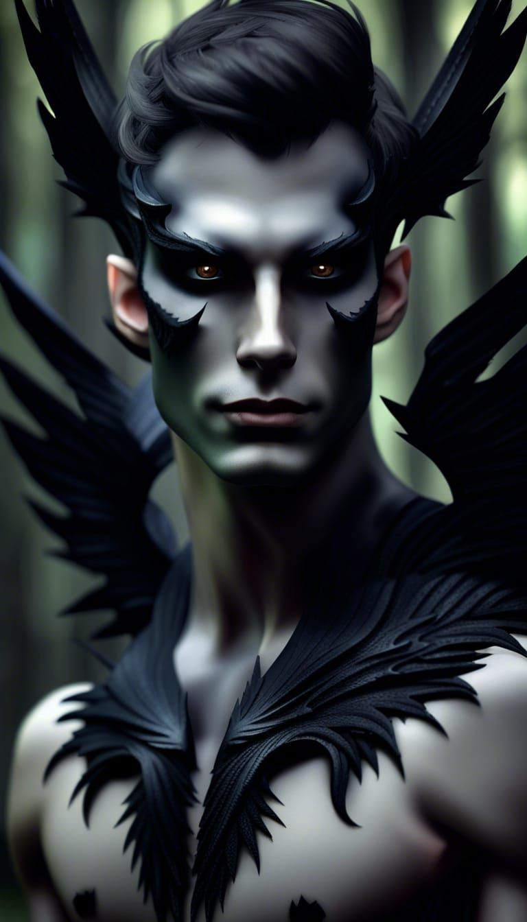 Handsome Demon Lord Portrait in Dark Forest