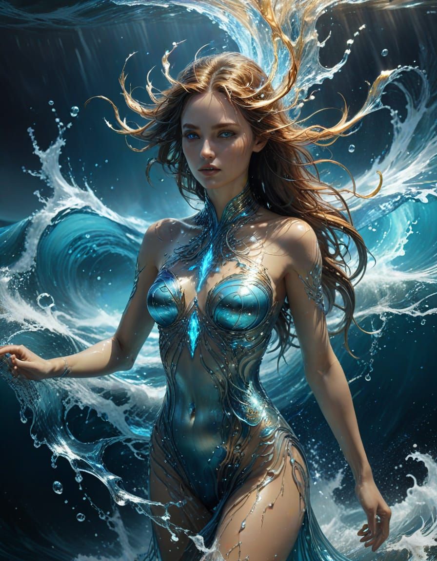 Hyperrealistic Phoenix Water Spirit in Vibrant Digital Paint...