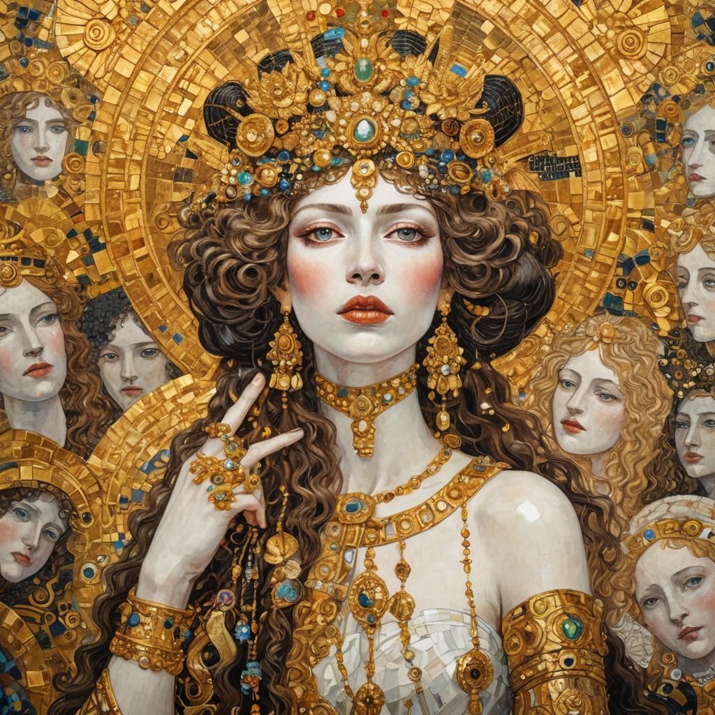 Queen Jezebel Portrait in Gustav Klimt Style