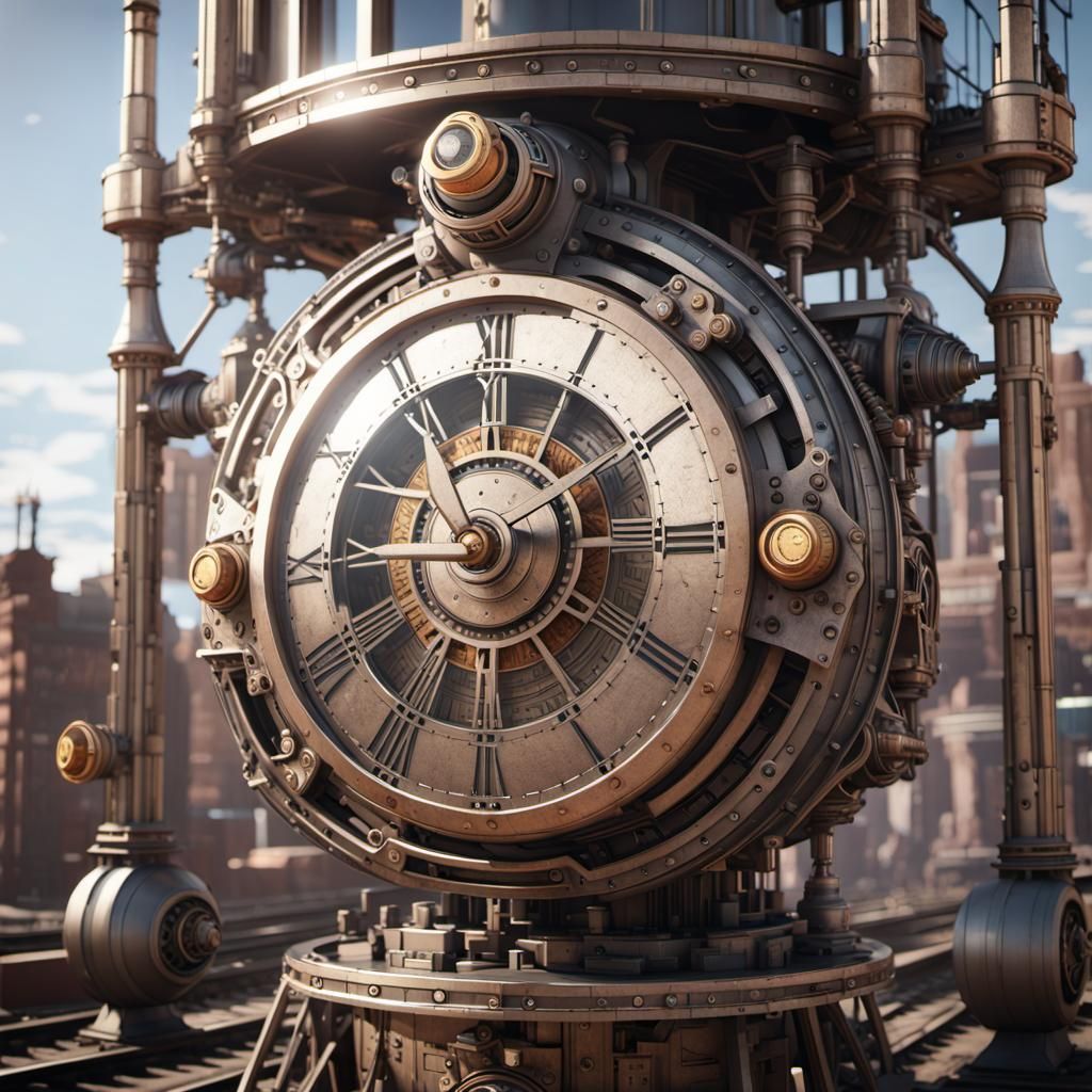 Futuristic Old West Main Street with Airship