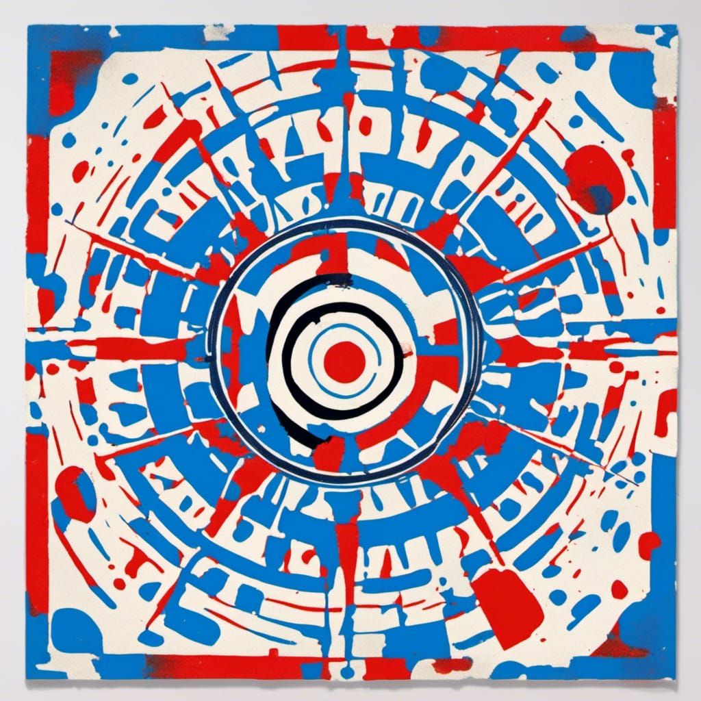 Abstract Graffiti Art with Blue Target in Pop Art Style