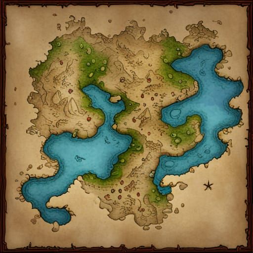 Fantasy World Map in Parchment Style