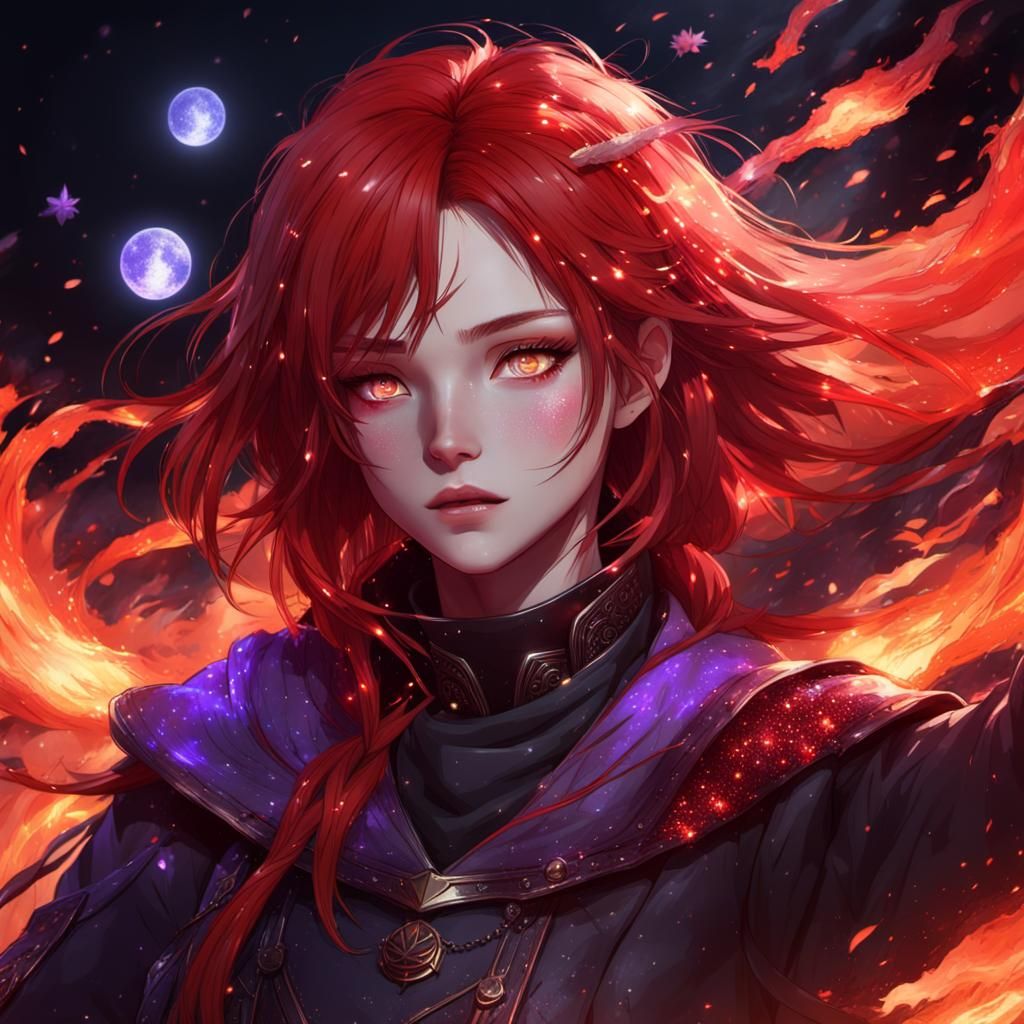 Cosmic Girl with Violet Eyes in 3D Anime Art