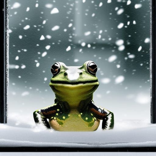 Frog Watching Snowfall: Digital Matte Painting
