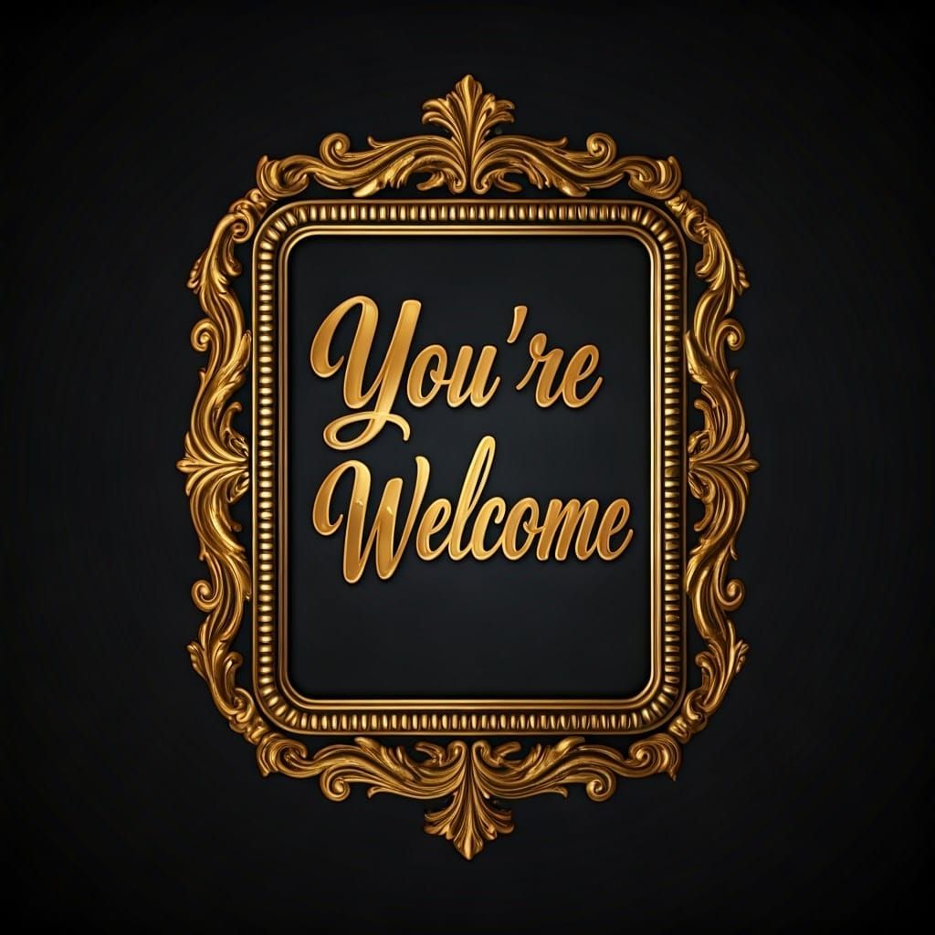 Elegant Golden Typography in Ornate Frame