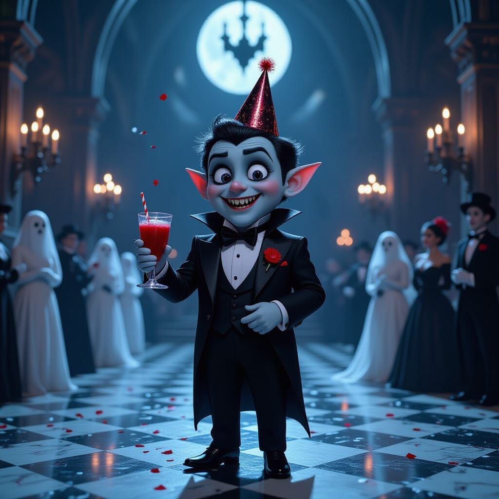 Tiny Vampire at Haunted Gothic Ball