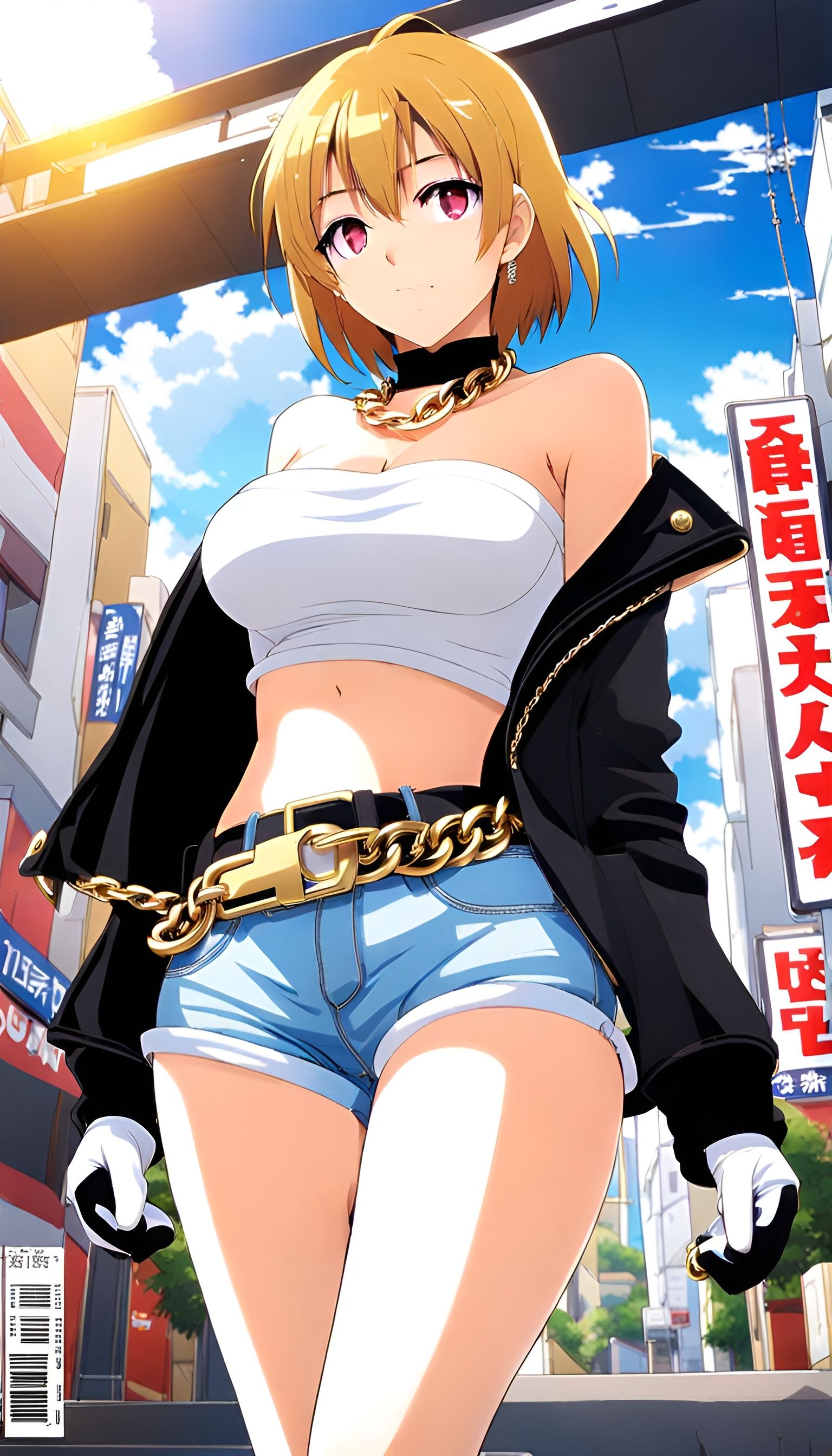 Anime Character in Gold City, Manga Style