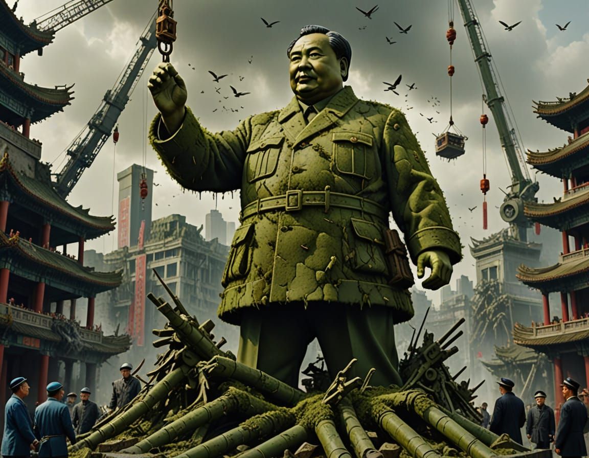 Chairman Mao Statue Dismembered in Epic Digital Painting