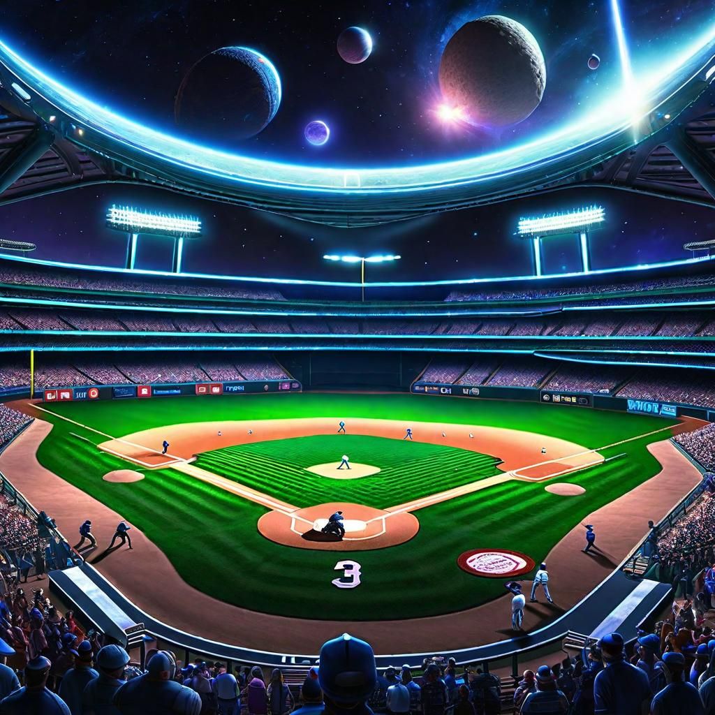Intergalactic Baseball Game in Alien Park: Hyperrealistic Co...