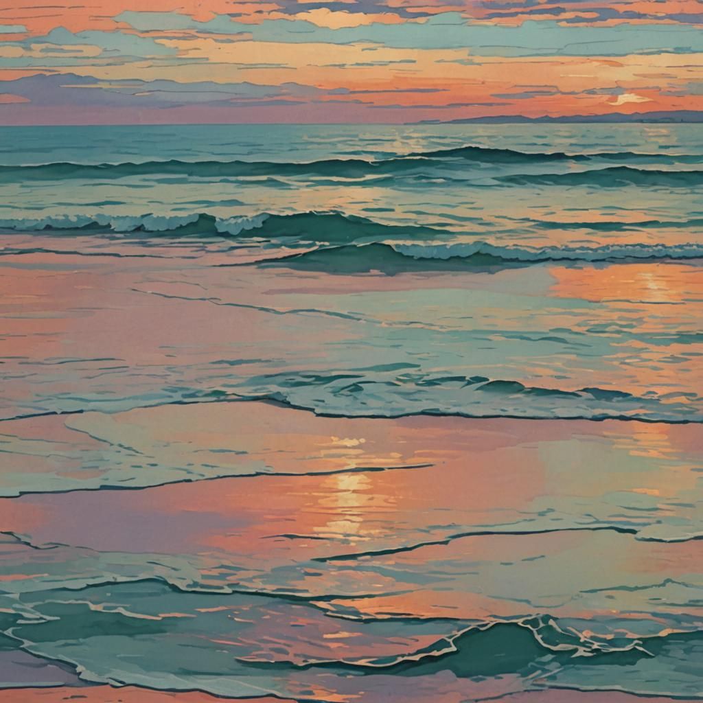 Picturesque Sunset Beach with Complementary Colors