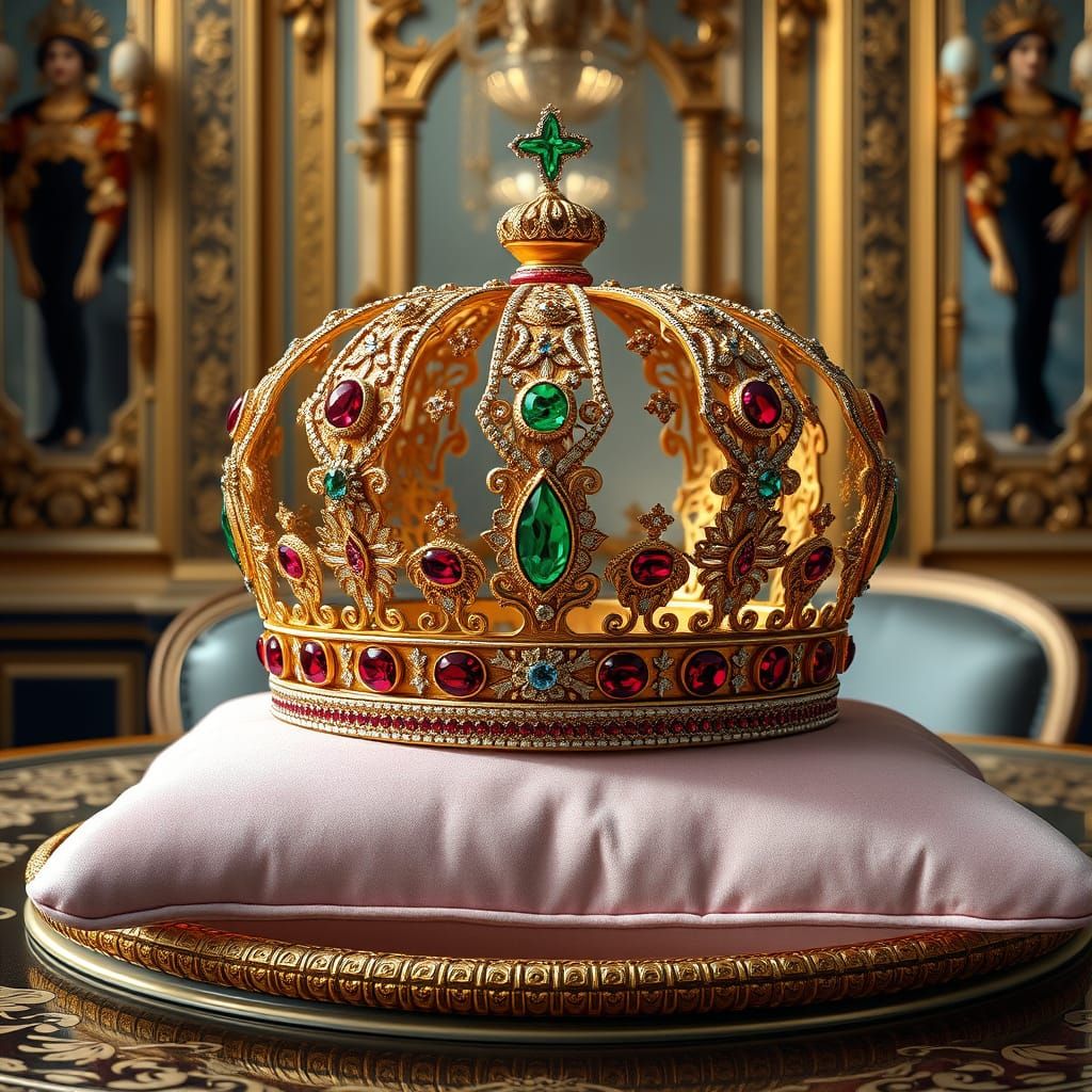 Luxurious Byzantine Royal Crown in Opulent Style