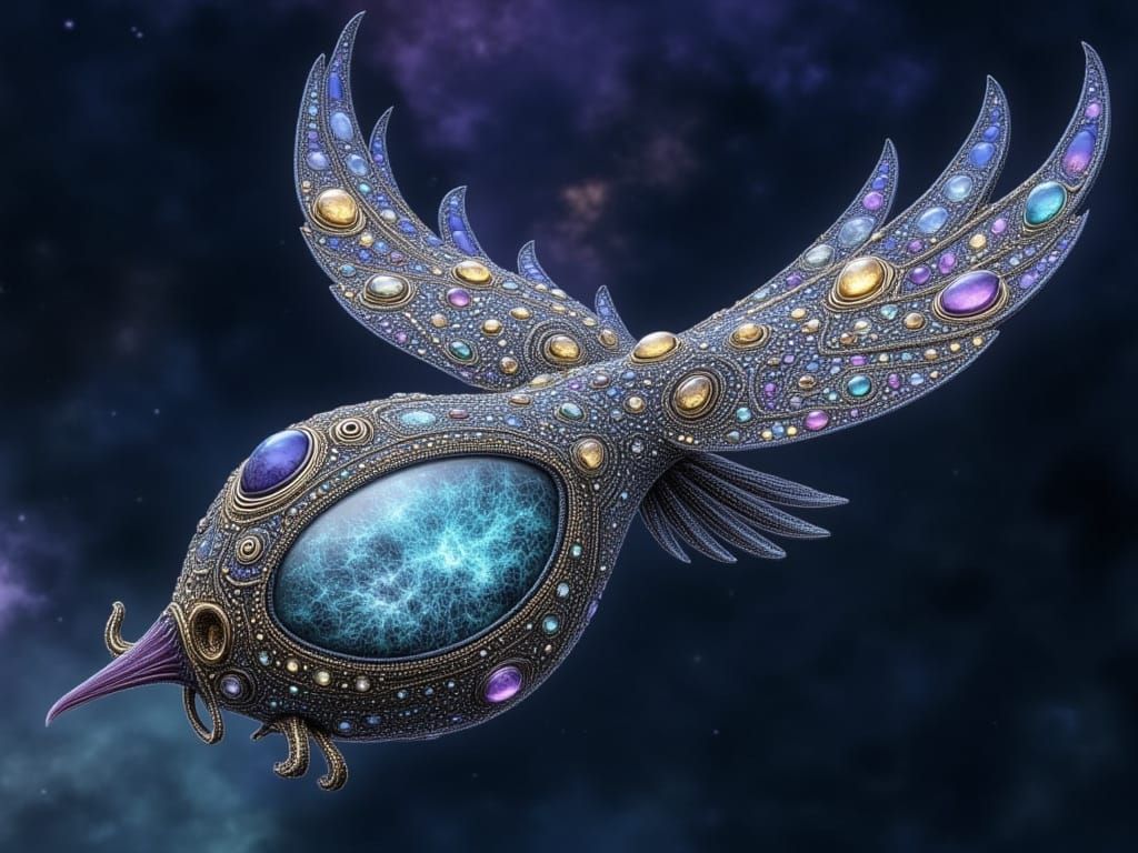 Cosmic Hawk Princess Adorns Ancient Pendant